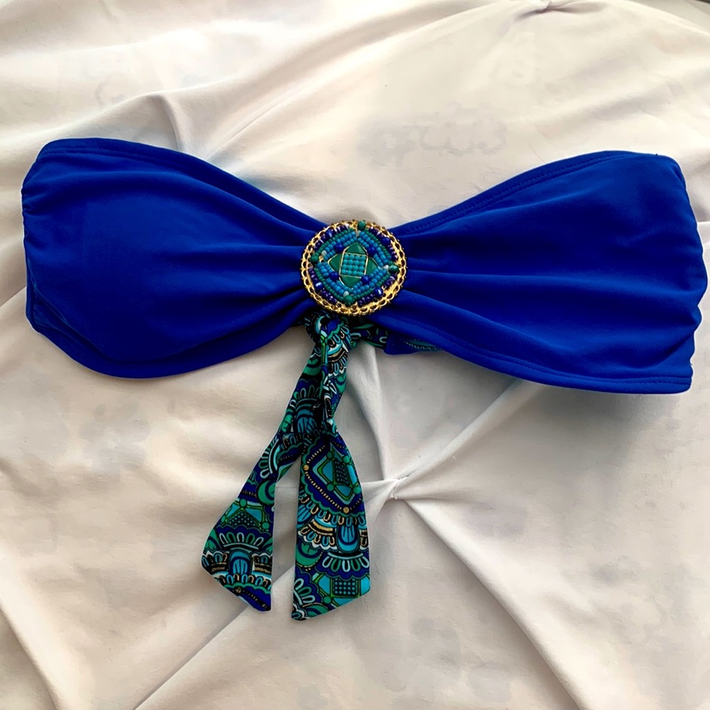 Royal blue swimsuit strapless top/bandeau
